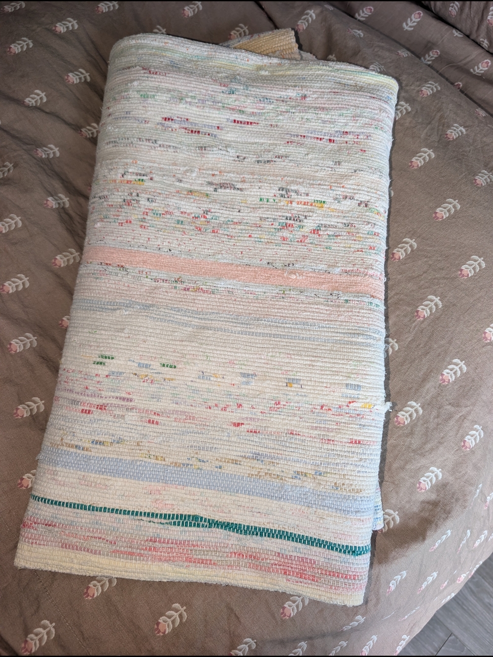 Light Multicolor Striped Cotton Throw Blanket - Soft White and Pastel Accents